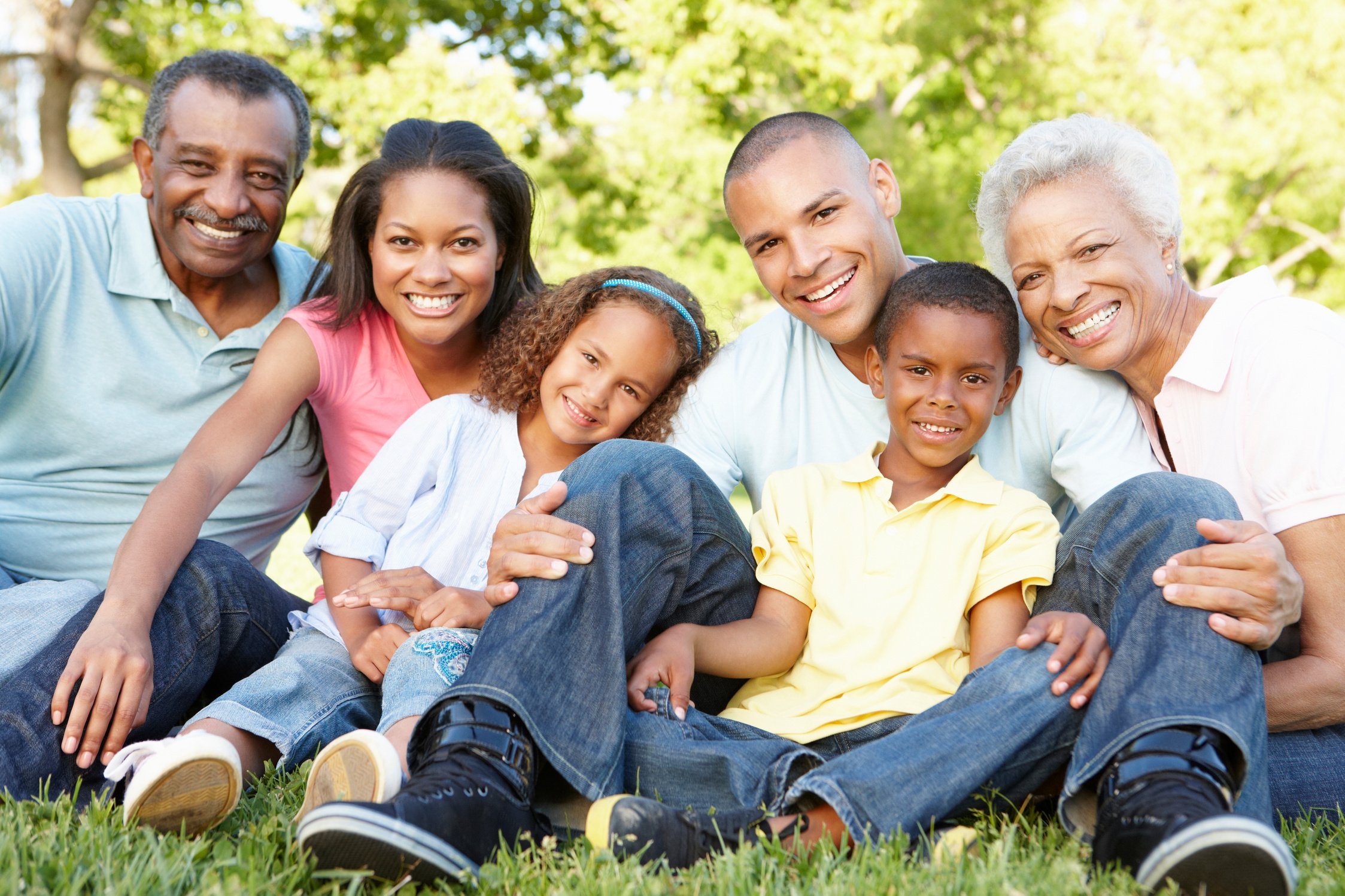 Multi Generation African American Family Relaxing In Park